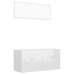 Set muebles de baño 2 piezas madera contrachapada blanco brillo