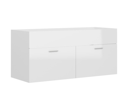 Set muebles de baño 2 piezas madera contrachapada blanco brillo