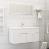 Set muebles de baño 2 piezas madera contrachapada blanco brillo