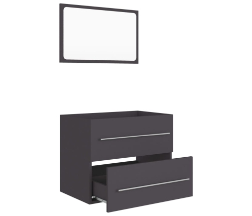 Set de muebles de baño 2 piezas madera contrachapada gris