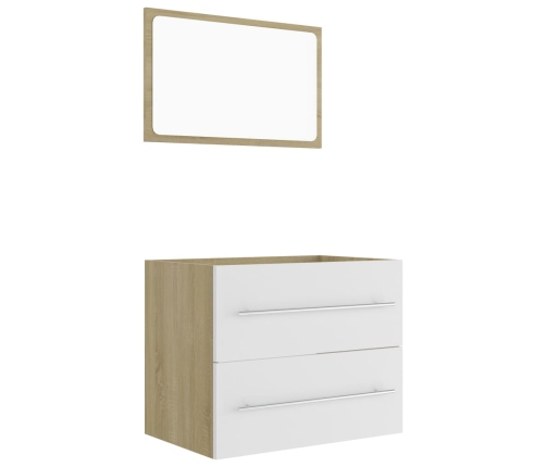 Set de muebles de baño 2 pzas madera contrachapada blanco roble