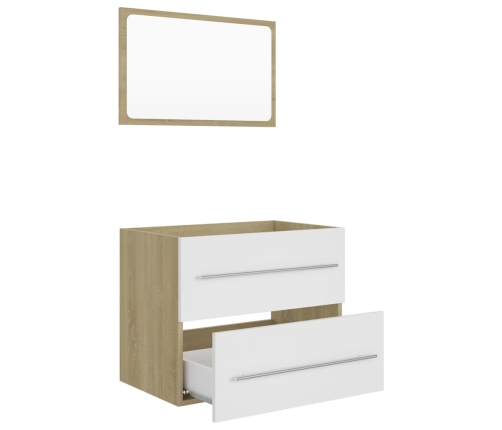 Set de muebles de baño 2 pzas madera contrachapada blanco roble