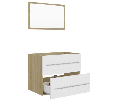 Set de muebles de baño 2 pzas madera contrachapada blanco roble