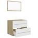 Set de muebles de baño 2 pzas madera contrachapada blanco roble