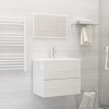 Set muebles de baño 2 pzas madera contrachapada blanco brillo