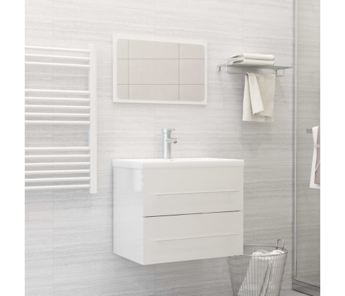 Set muebles de baño 2 pzas madera contrachapada blanco brillo