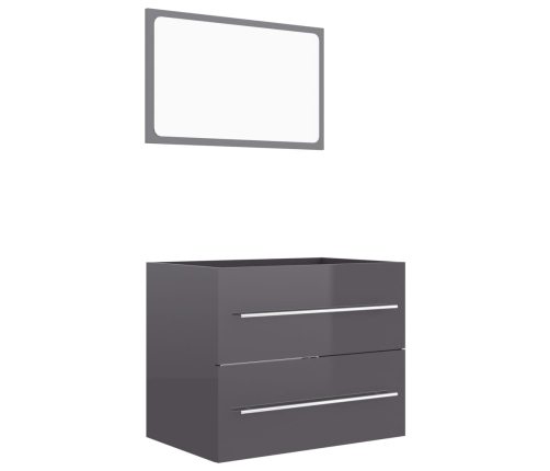 Set muebles de baño 2 piezas madera contrachapada gris brillo