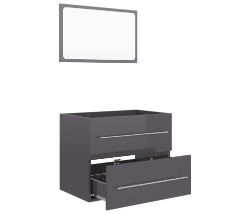 Set muebles de baño 2 piezas madera contrachapada gris brillo