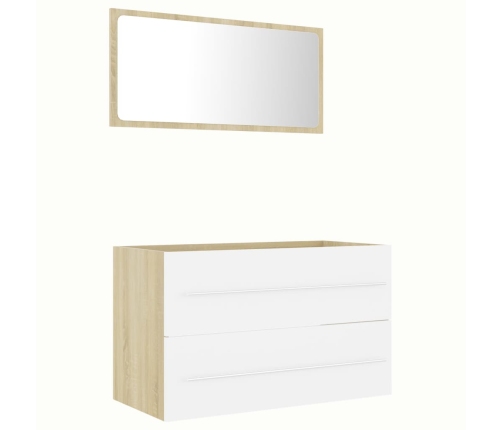 Set de muebles de baño 2 pzas madera contrachapada blanco roble