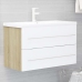 Set de muebles de baño 2 pzas madera contrachapada blanco roble