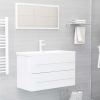 Set muebles de baño 2 pzas madera contrachapada blanco brillo