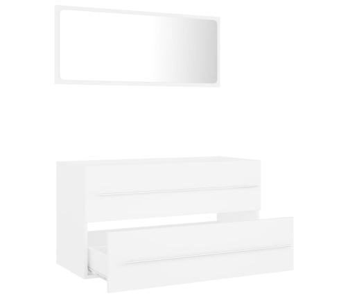 Juego de muebles de baño 2 pzas madera contrachapada blanco