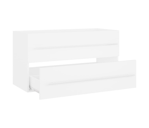 Juego de muebles de baño 2 pzas madera contrachapada blanco