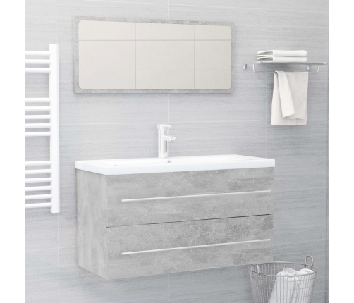 Set muebles de baño 2 piezas madera contrachapada gris hormigón