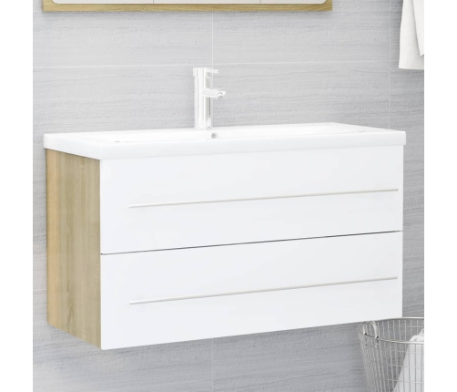 Set de muebles de baño 2 piezas contrachapada blanco roble