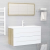 Set de muebles de baño 2 piezas contrachapada blanco roble