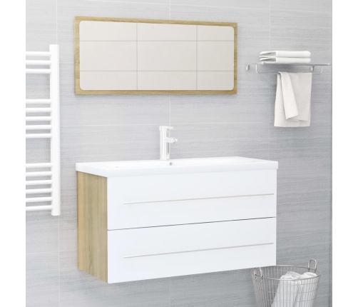 Set de muebles de baño 2 piezas contrachapada blanco roble