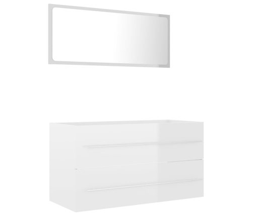 Set muebles de baño 2 pzas madera contrachapada blanco brillo