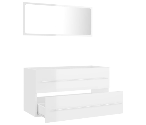 Set muebles de baño 2 pzas madera contrachapada blanco brillo