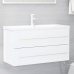 Set muebles de baño 2 pzas madera contrachapada blanco brillo