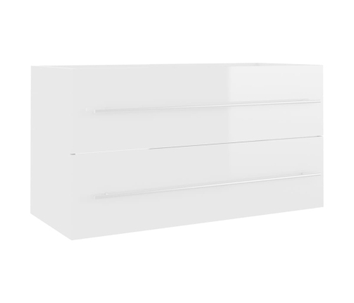 Set muebles de baño 2 pzas madera contrachapada blanco brillo