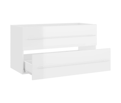 Set muebles de baño 2 pzas madera contrachapada blanco brillo