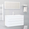 Set muebles de baño 2 pzas madera contrachapada blanco brillo