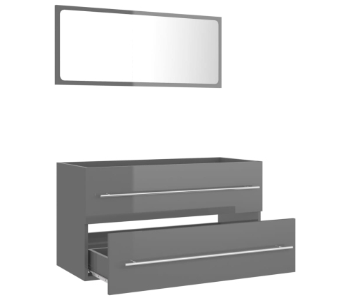 Set muebles de baño 2 piezas madera contrachapada gris brillo