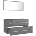 Set muebles de baño 2 piezas madera contrachapada gris brillo