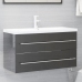 Set muebles de baño 2 piezas madera contrachapada gris brillo