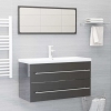 Set muebles de baño 2 piezas madera contrachapada gris brillo