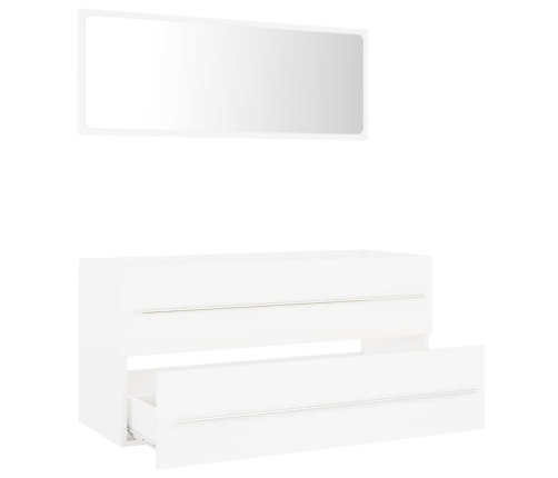 Juego de muebles de baño 2 pzas madera contrachapada blanco