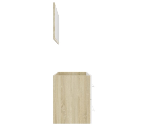 Set de muebles de baño 2 pzas madera contrachapada blanco roble