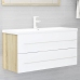 Set de muebles de baño 2 pzas madera contrachapada blanco roble