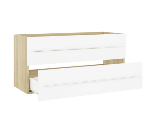 Set de muebles de baño 2 pzas madera contrachapada blanco roble