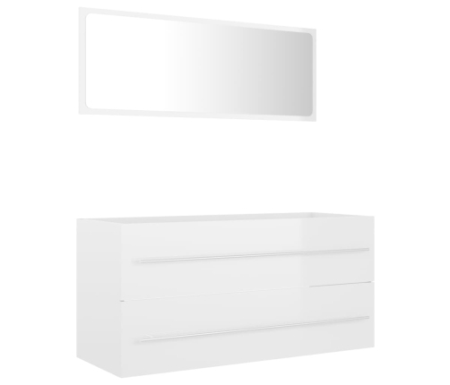 Set muebles de baño 2 piezas madera contrachapada blanco brillo