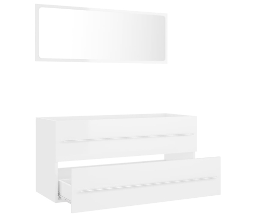 Set muebles de baño 2 piezas madera contrachapada blanco brillo