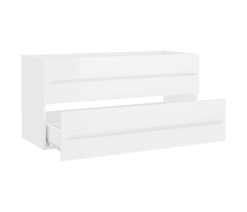 Set muebles de baño 2 piezas madera contrachapada blanco brillo