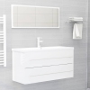 Set muebles de baño 2 piezas madera contrachapada blanco brillo