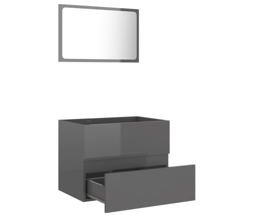 Set de muebles de baño 2 piezas madera contrachapada gris