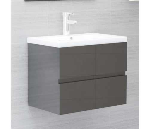 Set de muebles de baño 2 piezas madera contrachapada gris