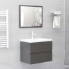 Set de muebles de baño 2 piezas madera contrachapada gris