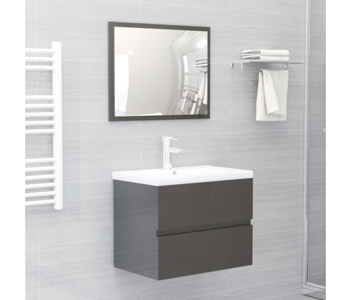 Set de muebles de baño 2 piezas madera contrachapada gris