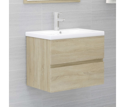 Set de muebles de baño 2 pzas madera contrachapada roble sonoma