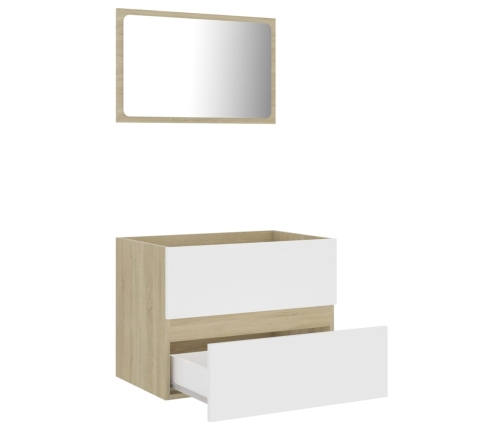 Set de muebles de baño 2 pzas madera contrachapada blanco roble