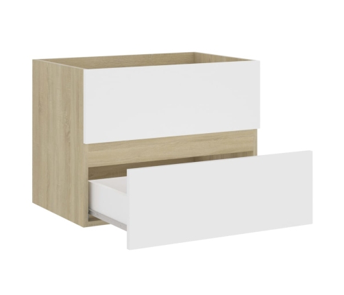 Set de muebles de baño 2 pzas madera contrachapada blanco roble