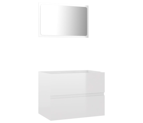 Set muebles de baño 2 piezas madera contrachapada blanco brillo