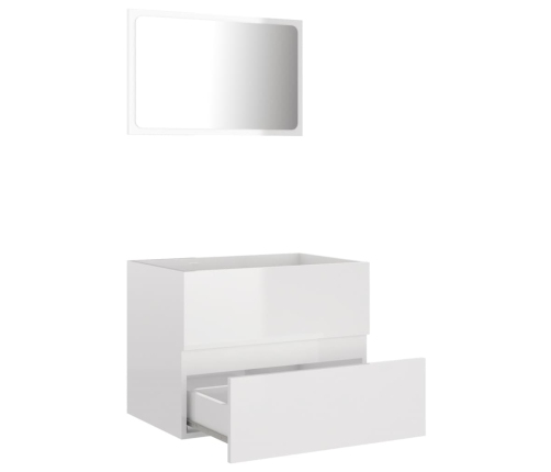 Set muebles de baño 2 piezas madera contrachapada blanco brillo