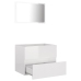 Set muebles de baño 2 piezas madera contrachapada blanco brillo