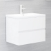 Set muebles de baño 2 piezas madera contrachapada blanco brillo